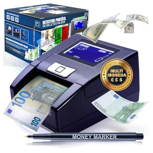 B&J® SUPER PACK De Detector De Billetes Falsos 2025 PORTÁTIL + Rotulador Billetes Falsos | 100% DETECCIÓN Y FIABILIDAD Para 3 Divisas EUR, GBP, USD | Contador De Billetes Con Batería Recargable