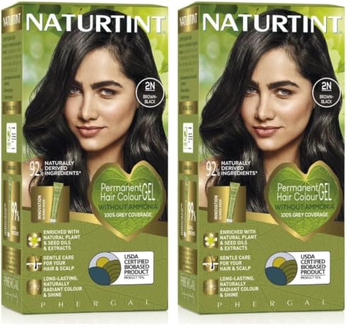 Image of Naturtint 2N Brown Black Permanent Hair Color (Pack of 2), Ammonia Free, Vegan, Cruelty Free, up to 100% Gray Coverage, Long Lasting Results (Packaging may vary)