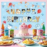5 * 3ft Blue Dog Birthday Backdrop, Birthday Party Decoration Background, Cute Cartoon Animal Theme Photo Banner for Kid, Adult (Style B) - Image 3