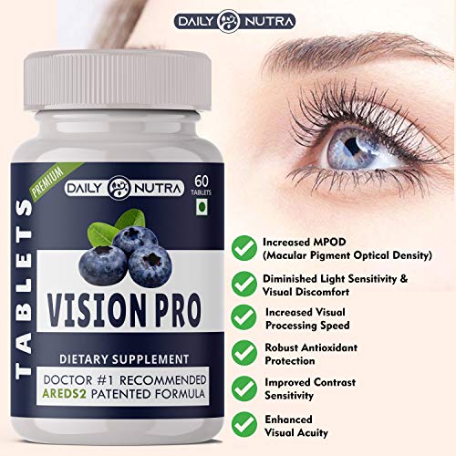 Image of DAILY NUTRA Vision Pro Complete Eye Care Solution With Doctors #1 Recommended AREDS 2 Patented Formula || Lutein, Zeaxanthin, Bilberry, Vitamin E, Copper And Zinc Supplement - 60 Veg Tablets
