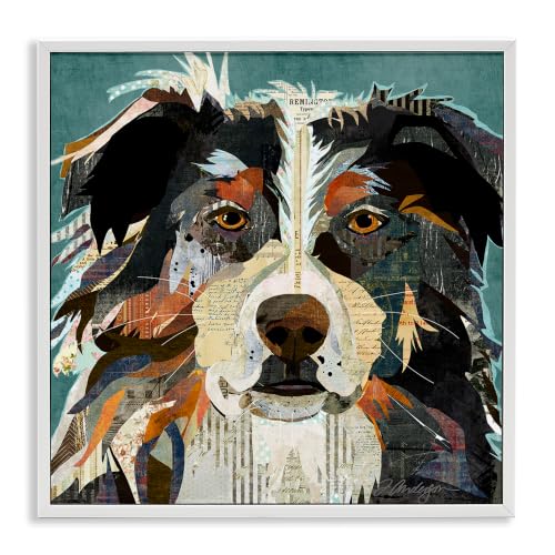 Fluffy Dog Portrait Modern Script, 12 x 12 Inch Framed Giclée Print