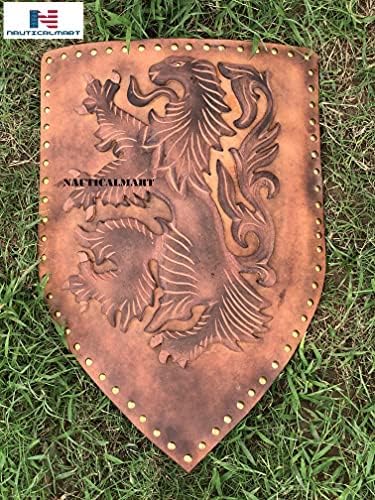 Nautical-Mart Lion Wooden Medieval Shield for Re-Enactment Halloween Costume or Display