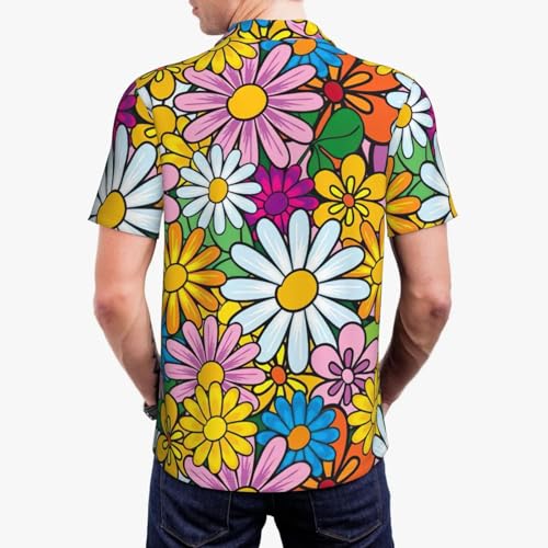 Polo respirant homme grande taille 3XL confortable à fleurs imprimées - 6