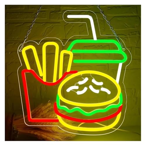Enseigne lumineuse Hamburg Frites lumière néon déco restaurant et snack