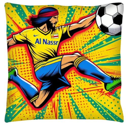 The Beach Stop Funda de cojín de Al Nassr con diseño abstracto de arte pop, ideal como regalo para hombres, mujeres, niños y niñas, 45 x 45 cm, 18 x 18 pulgadas, arte pop de Al Nassr