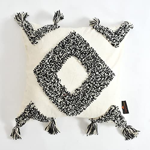 Image of TIB Premium Boho Decorative Throw Cushion Covers, 16 x 16 cm, Set of 2, Cotton. (Black Diamond)-230 TC