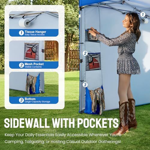 Image of CROWN SHADES Canopy Tent 10x10 Pop Up Canopy with Side Pockets, Blue