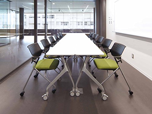 【メーカー配送・設置・組立】 コクヨ 会議イス スタックチェア ピエガ 背樹脂タイプ シルバー塗装脚 ブラックシェル フローリング用 ブラック [2]