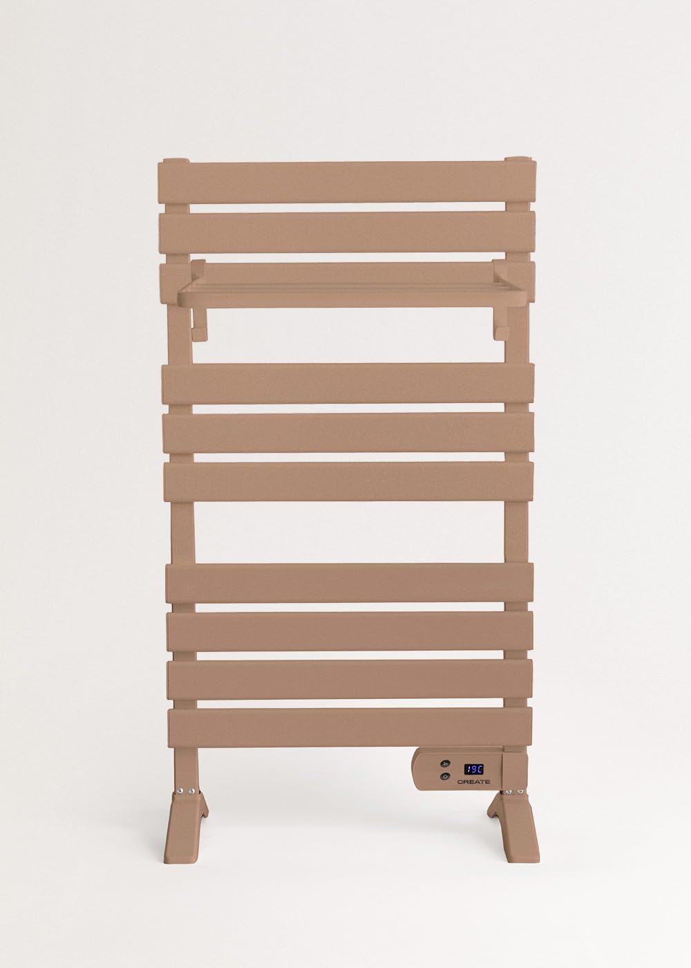 CREATE Warm Towel 500 W/Termosifone Elettrico Moka con Piedini e Ripiani, 103 x 55 x 5 cm, termostato, Basso consumo