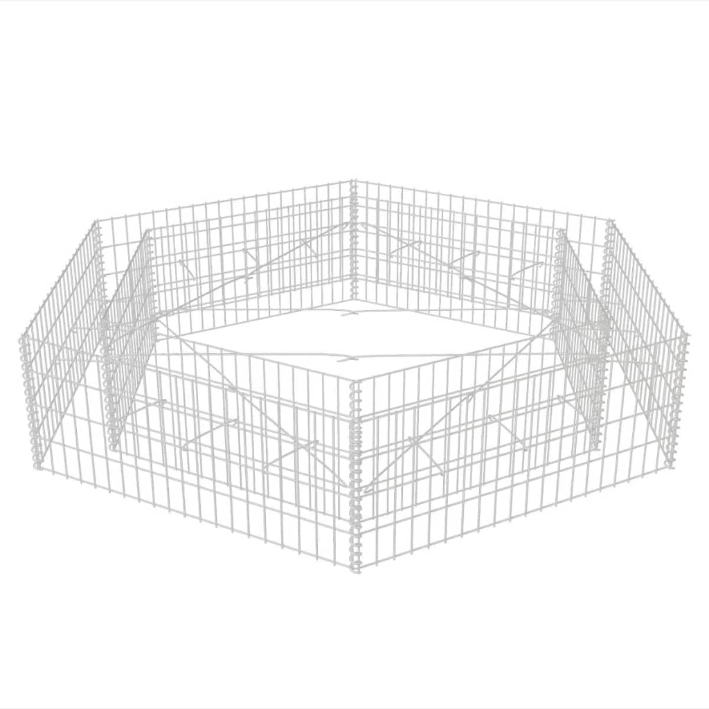 vidaXL Lit Surélevé à Gabion Hexagonale 200x173x40 cm Jardinière de Jardin