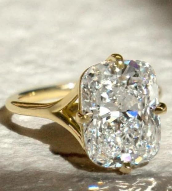 1 to 3 CT Cushion Cut Cubic Zirconia,Lab Grown With IGI Certificate VVS EF Colour Diamond Engagement Ring,14 kt Gold Plated Solid Gold Wedding Ring,Gifted Wedding ring For Her,Gift For Her.