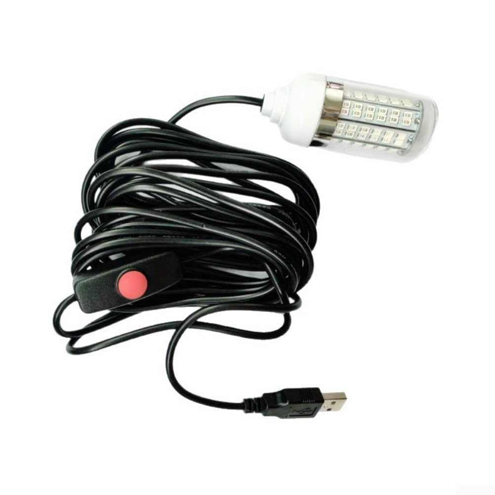 Lampada da pesca subacquea a LED da 5 V, ricaricabile tramite USB, con 4 colori, per pesca notturna, barca, piscina, serbatoio (blu)