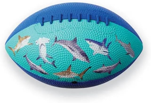 Crocodile Creek Soft Textured Football for Kids Ages 3 and Up - Inflatable Ball for Flag Football Games and Outdoor Sports - Waterproof - Made from Rubber and PVC - Shark - 9-inch Length
