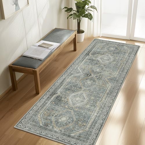 GENIMO 2x7 Non Slip Hallway Runner Rug, Machine Washable, Thin & Low Pile Lightweight for Kitchen, Laundry, Entryway, Bedroom & Living Room