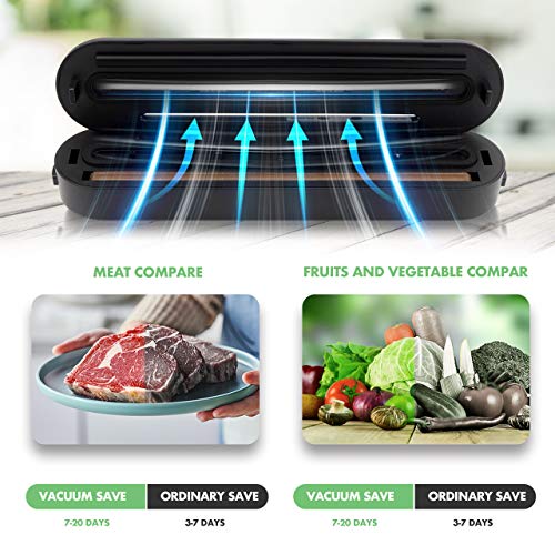 Foto von BIBURY Aktualisiert Vakuumiergerät, Folienschweißgerät mit 3 Modi für Trockene und Feuchte Lebensmitteln, Kompakt Vakuumierer mit Automatisch/Manuelles für Sous Vide Kochen und Frisch Halten