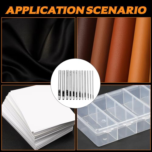 12 Stück Stanzwerkzeug Set, Locheisen Set, Lochstanzer, Edelstahl Runde Hohl Locheisen Satz für Leder Uhrenarmband Stoff Kleidung Leinwand Gürtel Locher Werkzeug(Silber, 0.5-6mm)