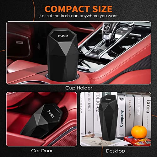 Hotor Car Trash Can 2 Pack With 30 Trash Bags - Mini Essential Car Accessories For Interior, Leakproof Car Garbage Can, Multipurpose Car Organizers And Storage For Car, Home, Office-Black #TOP2