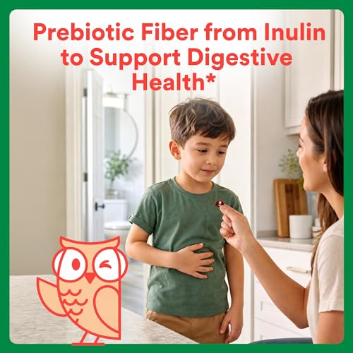 Image of SmartyPants Kids Fiber & Veggies: Prebiotic Fiber Gummies for Kids, Fiber Supplement with Inulin, Organic Green Veggie Blend, Vegan, Gluten Free, Mixed Berry Flavor, 60 Count (30 Day Supply)