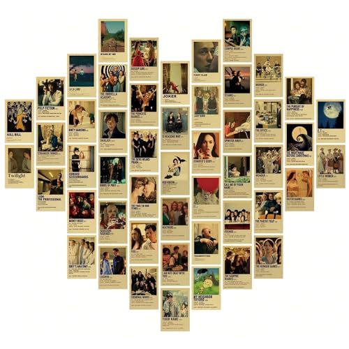 OsouYY 50Pcs Movie Poster Wall Collage Kit - Vintage Picture Room Decor Art Posters Aesthetic Room Decor Album Cover Inspired Wall Collage Kit 4x6 inch for Teens and Young Adults (Movies)