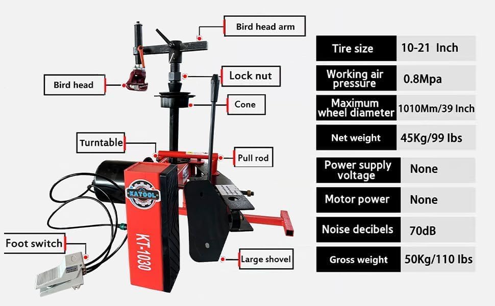 Tire Changer Machine Tire Machine Portable Hand Bead Breaker Wheel Mounting Tool Easy to Operate KT-1030