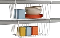 Vista 13 de Modern Home Cestas de almacenamiento de alambre para debajo del estante, organizador colgante para gabinete, despensa o armario, cesta de metal