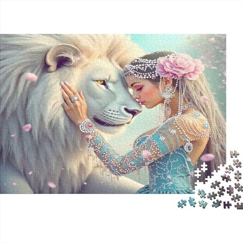 Puzzle de 1000 piezas de león blanco para adultos, diseño de fantasía de 70x50 cm