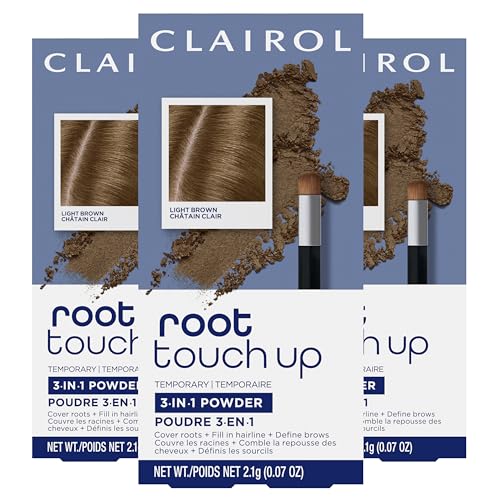 Clairol Root Touch-Up Temporary Concealing Powder, Light Brown, Pack of 3