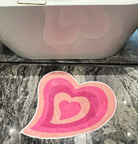 Bfiveante Pink And Purple Hearts Area Rug, Small Washable Rug Modern Abstract Non-Slip Bath Mat, 70S 80S Hippie Retro Bedroom Rug Living Laundry Room Kitchen Rug, 23"X31" #TOP1