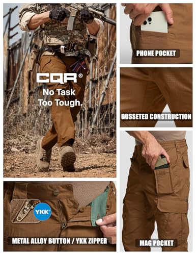 Image of CQR Men's Tactical Pants, Water Resistant Ripstop Cargo Pants, Lightweight EDC Work Hiking Pants, Outdoor Apparel
