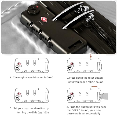 Carry On Luggage with Wheels,20 inch Hard Shell Rolling Suitcase for Travel,Lightweight Small Carry-On Luggage for Plane,Silver&Grey4