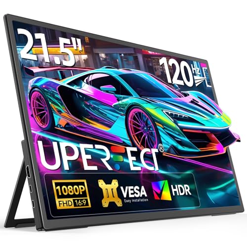Image of UPERFECT 21.5 inch 120HZ Portable Monitor w /Stand & VESA, Large Portable Gaming Monitor with HDMI Type C, External Dispaly for Laptops, Steamdeck, MacBook, Phones, Mini PC