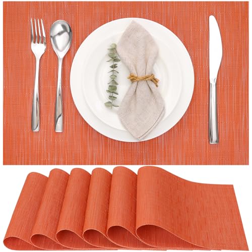 Myir JUN Lot de 6 Sets de Table, Tissé Lavable Napperons pour Cuisine ou pour Table à Manger Résiste à la Chaleur Antidérapant Fait en Vinyle (30x43.5cm)...