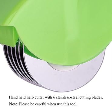 Herb Roller Mincer, AOZBZ Manual Hand Scallion Chive Mint Cutter with 6 Stainless Steel Blade Kitchen vegetable chop