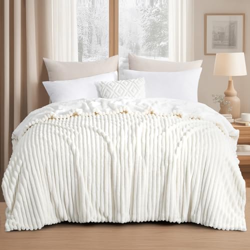 RUIKASI Sherpa Decke Warme Kuscheldecke Flauschige 230x270 cm Weiß – Ansicht 2