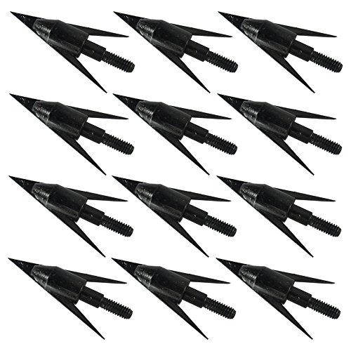 Zzuus 3Pcs/6Pcs/12Pcs Fishing Arrowheads Screw-On Points 100 Grain Black Bow Fishing Screw Tips Broadheads For Fishing Arrow Compound Bow, Crossbow And Recurve Bow Archery Hunting And Target (3Pcs) #TOP7