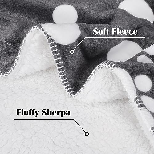 Paw Print Waterproof Dog Blanket, Pet Pee Proof Fleece Sherpa Throw Blanket for Sofa Couch Bed Protection, Washable Reversible Furniture Protector Cover, 75 x 50 cm - Image 3