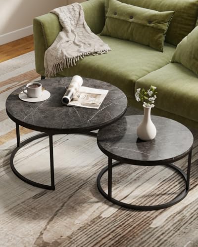 Amveya Tavolino Salotto Moderno Set 2 Pezzi 80+60 cm, Tavolino