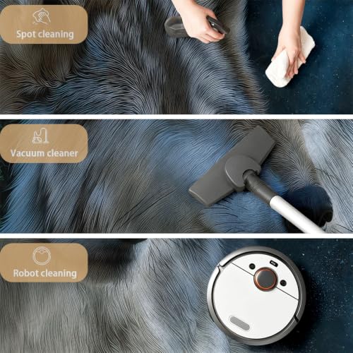 Alfombra de área con diseño de lobo cósmico y acabado textil premium 6