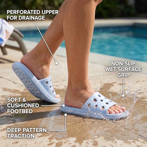 Image of FINLEEO Shower Sandals with Drainage Holes - Quick Drying Bathroom & Gym Slippers for Men and Women