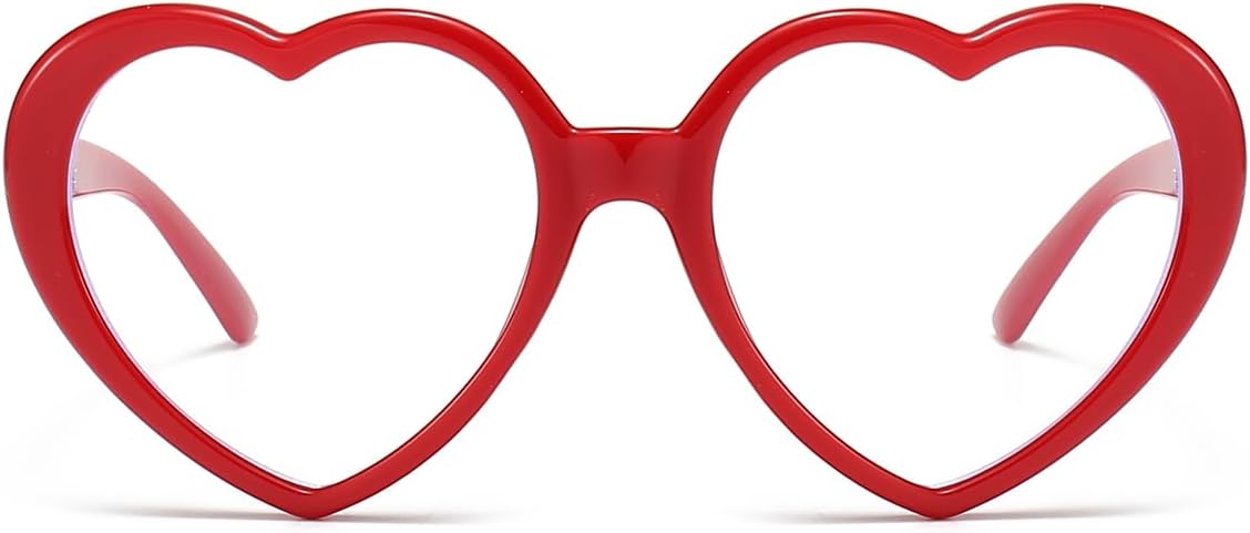 JOVAKIT Heart Blue Light Glasses for Women Vintage Fashion Red Heart Frame Glasses Computer Eyeglasses Prevent Headache