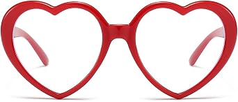 Heart Blue Light Glasses for Women Vintage Fashion Red Heart Frame Glasses Computer Eyeglasses Prevent Headache