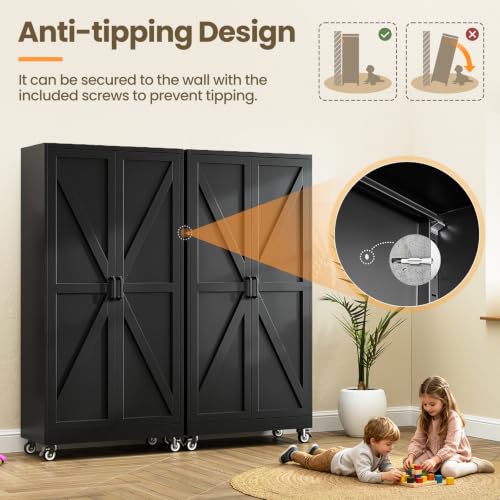 Image of Yizosh Metal Storage Cabinet with Doors and 4 Adjustable Shelves