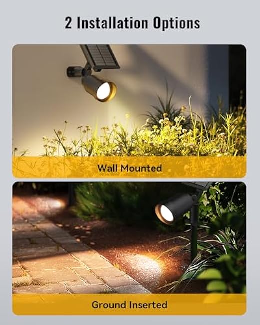 Solar Spot Lights Outdoor 6 Pack, 3 Brightness Modes Solar Landscape Spotlights for Flag, Auto On/Off Light for Garden, Pool Area, Tree, Pond, Yard