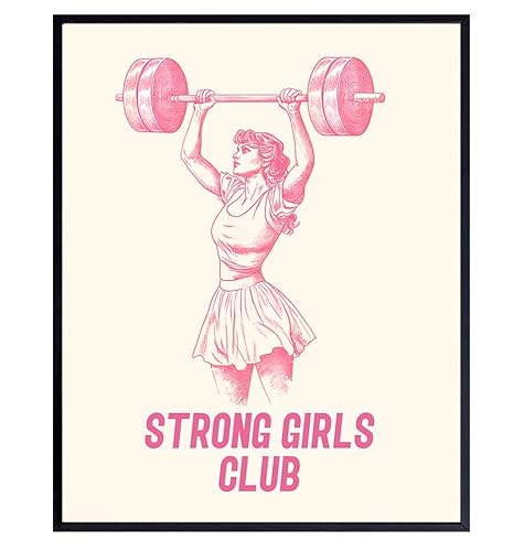 Empowered Womens Art Motivational poster - Strong Women Girly Wall Decor - Inspirational Quotes Picture - Pink Office Art for Women - 8x10 Gym Wall Decor - Home Gym Aesthetic Picture - Funky Print