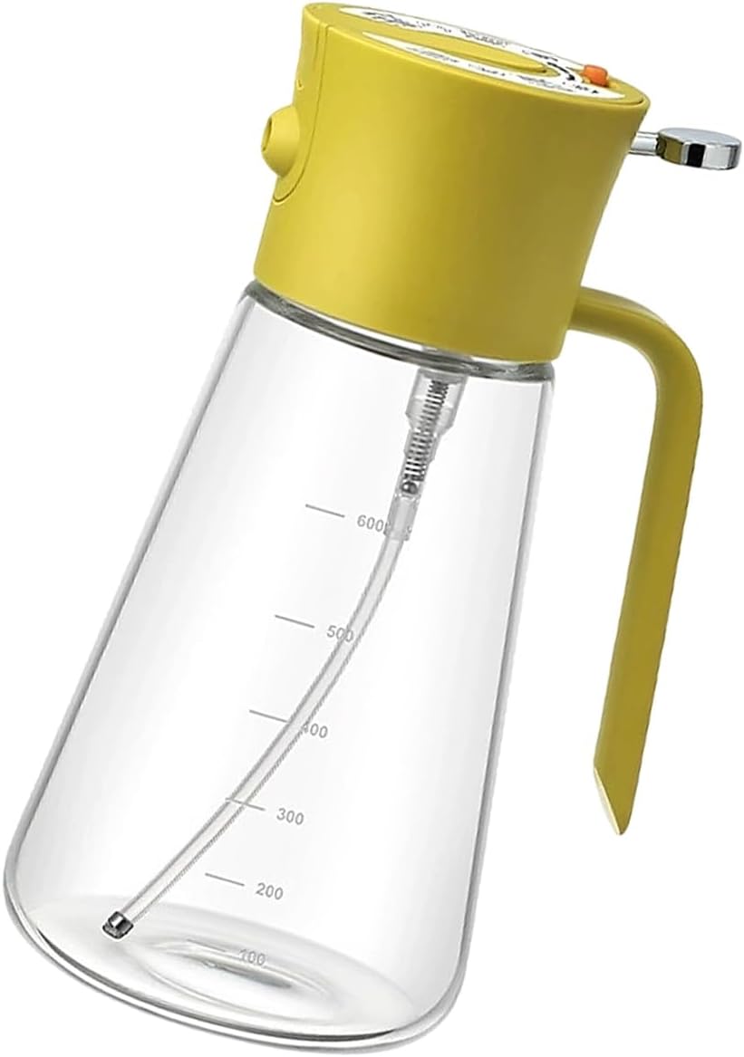 Glass Oil Bottle with Misting and Pour Opening, 700ml Kitchen Dispenser with Scale for Cooking and Barbecue Prep Kitchen Oil Dispenser Glass Bottle Salad Dressing Vinegar Liquid Seasoning Container