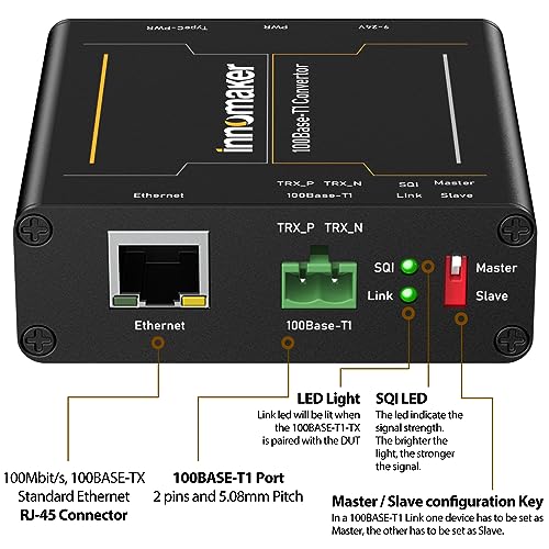 Image of 100BASE Ethernet Media Converter Device 2-Wire Ethernet 100BASE-T1 to Fast 100BASE-TX Automotive IEEE Compliant with 100Mbit /s Fullduplex Transmit