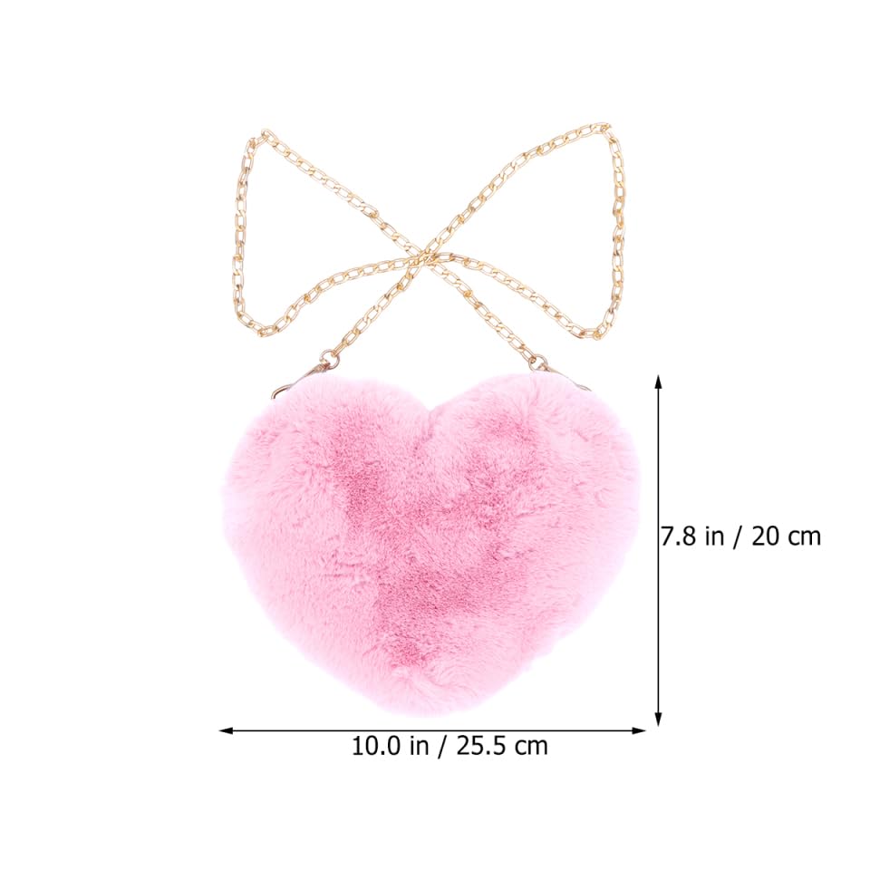 TENDYCOCO UmhäNgetasche Damen PlüSch Herzform Tasche Mit Kette Kleine Rosa Schultertasche FüR Alltag Shopping Und Dating