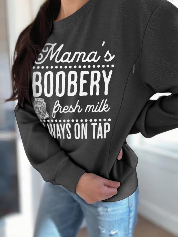 Maternity Nursing Sweatshirts for Women Friendly Zip Breastfeeding Pullover Top Mama's Boobery Print Clothes - Image 6