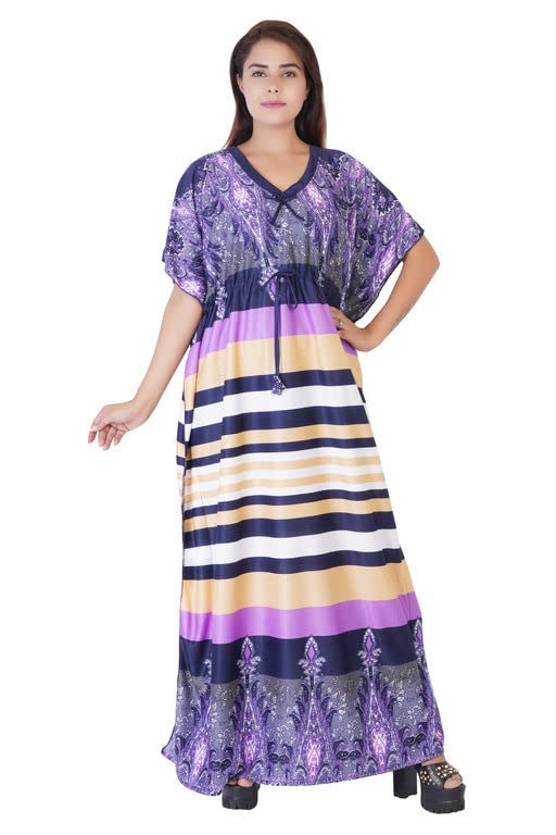 Beautiful Satin Maxi Night Dress Kaftan Night Suits Nighty for Women (MX_Dress_Model_56)-picture-37