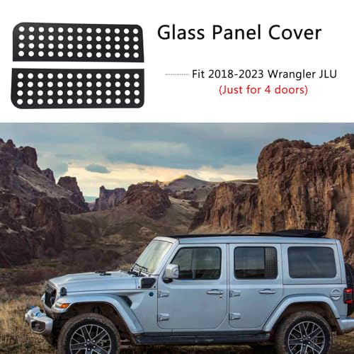 Image of Rear Door Window Decals Aluminum Alloy Glass Panel Cover for 2018-2026 Wrangler JLU Gladiator JT (Porous)
